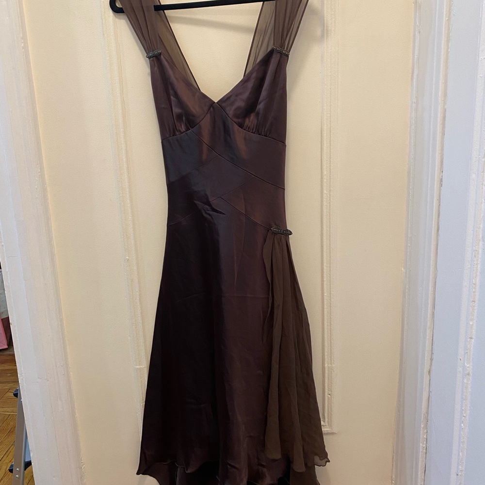 Jones New York Brown Asymmetrical Sundress V-Neck Sleeveless